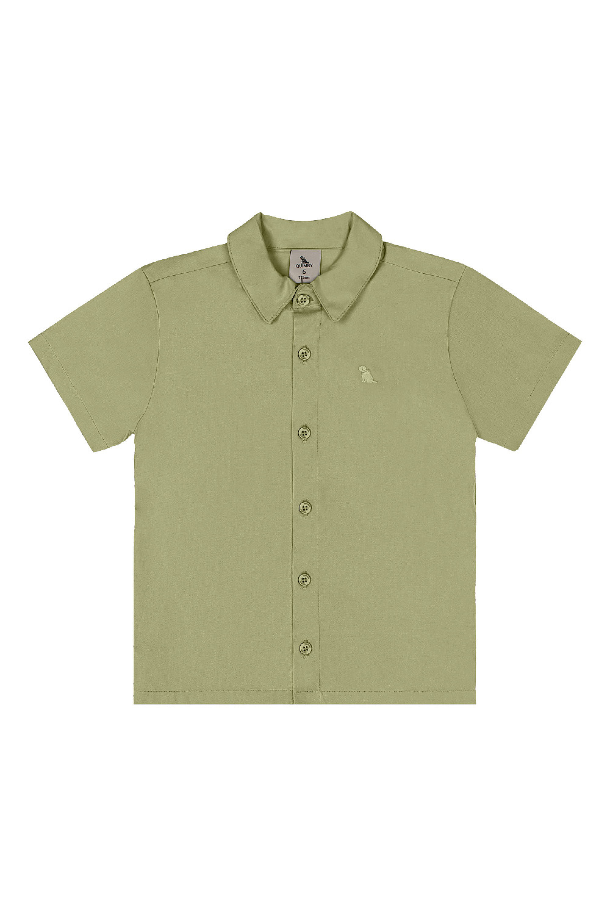 Camisa Infantil Menino em Tricoline com Elastano (Verde Claro) Quimby - Imagem 8